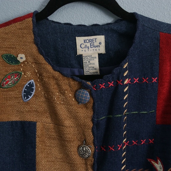 Patchwork Cottagecore Embroidered Denim Jacket - Picture 2 of 5